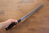 Jikko Blue Steel Damascus Sakimaru Sujihiki  300mm Ebony with Double Ring Handle - Japannywholesale