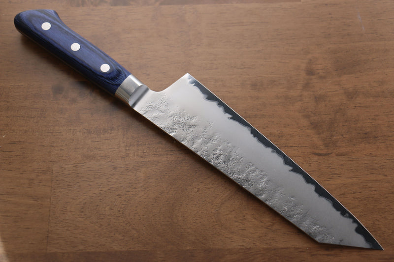 Seisuke Blue Steel No.2 Nashiji Kiritsuke Santoku  195mm Blue Pakka wood Handle - Japannywholesale