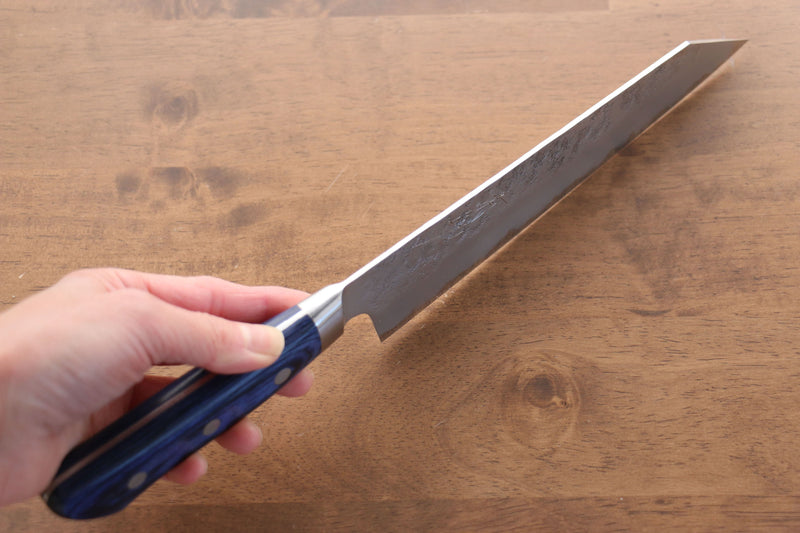 Seisuke Blue Steel No.2 Nashiji Kiritsuke Santoku  195mm Blue Pakka wood Handle - Japannywholesale