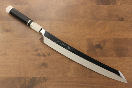 Jikko Silver Steel No.3 Mirrored Finish Kiritsuke Yanagiba  330mm Ebony with Ring Handle - Japannywholesale