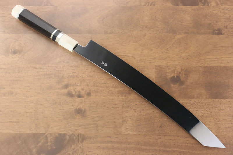 Jikko Silver Steel No.3 Mirrored Finish Kiritsuke Yanagiba  330mm Ebony with Ring Handle - Japannywholesale