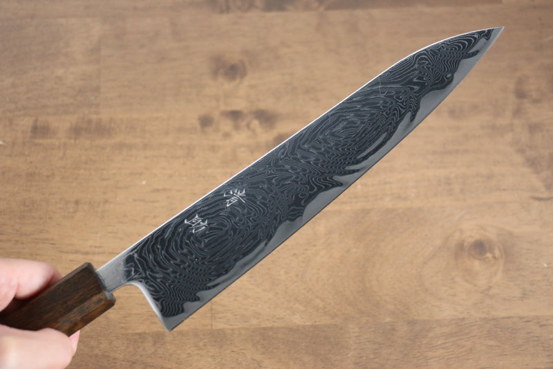 Seisuke Nami AUS10 Mirrored Finish Damascus Gyuto  210mm Oak Handle - Japannywholesale