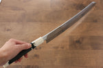 Jikko Silver Steel No.3 Mirrored Finish Kiritsuke Yanagiba  330mm Ebony with Ring Handle - Japannywholesale