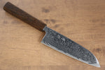 Seisuke Nami AUS10 Mirrored Finish Damascus Santoku  165mm Oak Handle - Japannywholesale