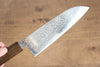 Seisuke Nami AUS10 Mirrored Finish Damascus Santoku  165mm Oak Handle - Japannywholesale