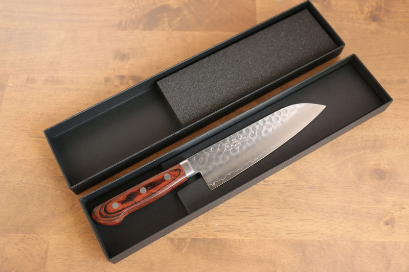 Seisuke Swedish Steel Santoku Mahogany Handle&White Towel Gift set - Japannywholesale