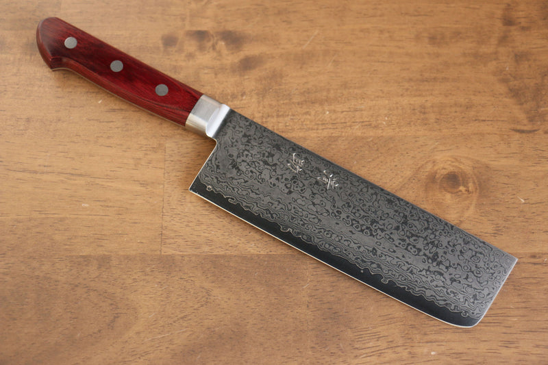 Seisuke VG10 33 Layer Mirrored Finish Damascus Nakiri  165mm Red Pakka wood Handle - Japannywholesale