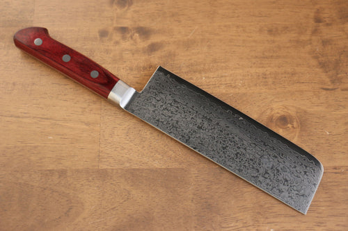 Seisuke VG10 33 Layer Mirrored Finish Damascus Nakiri  165mm Red Pakka wood Handle - Japannywholesale