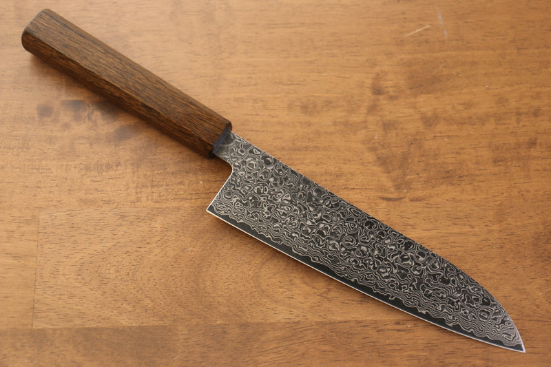 Seisuke ZA-18 Mirrored Finish Damascus Santoku  180mm Oak Handle - Japannywholesale