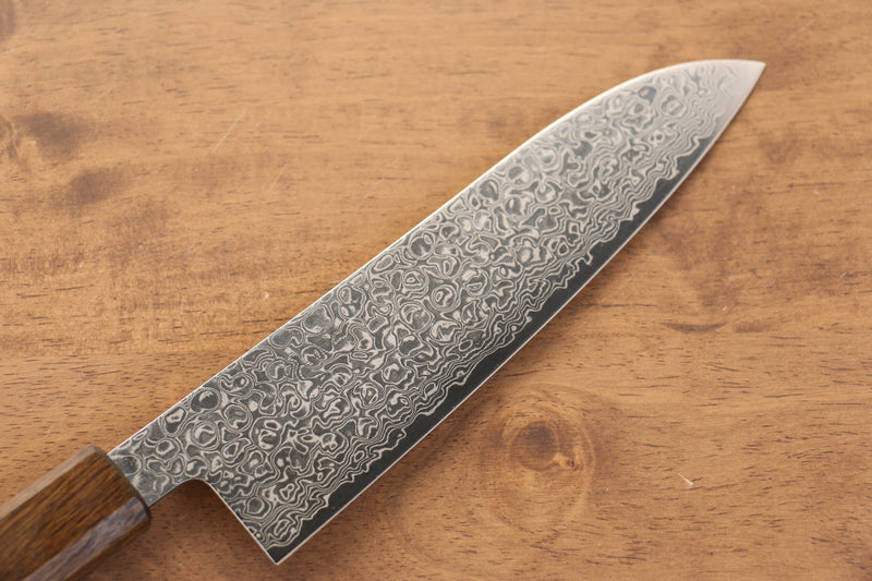 Seisuke ZA-18 Mirrored Finish Damascus Santoku  180mm Oak Handle - Japannywholesale