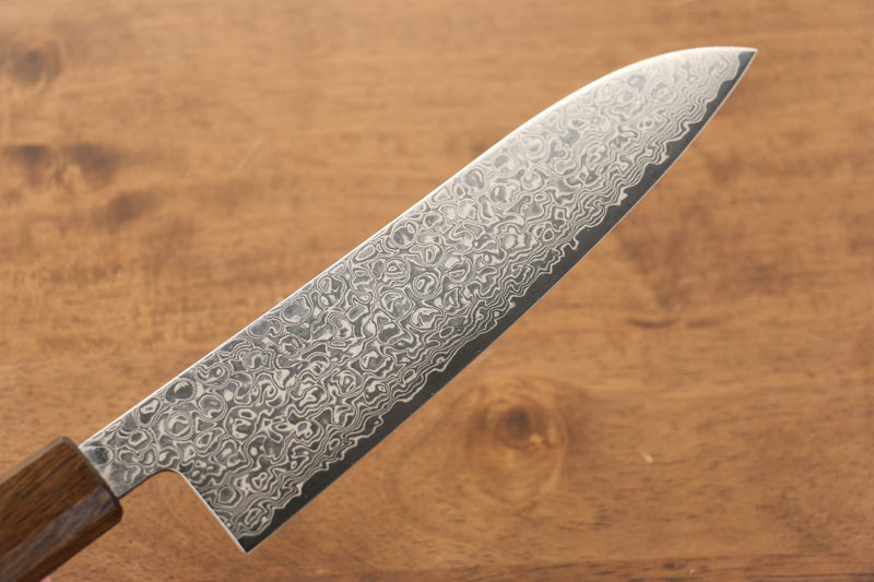 Seisuke ZA-18 Mirrored Finish Damascus Santoku  180mm Oak Handle - Japannywholesale