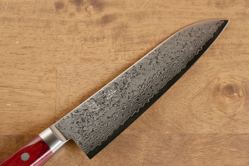 Seisuke VG10 33 Layer Mirrored Finish Damascus Santoku  180mm Red Pakka wood Handle - Japannywholesale