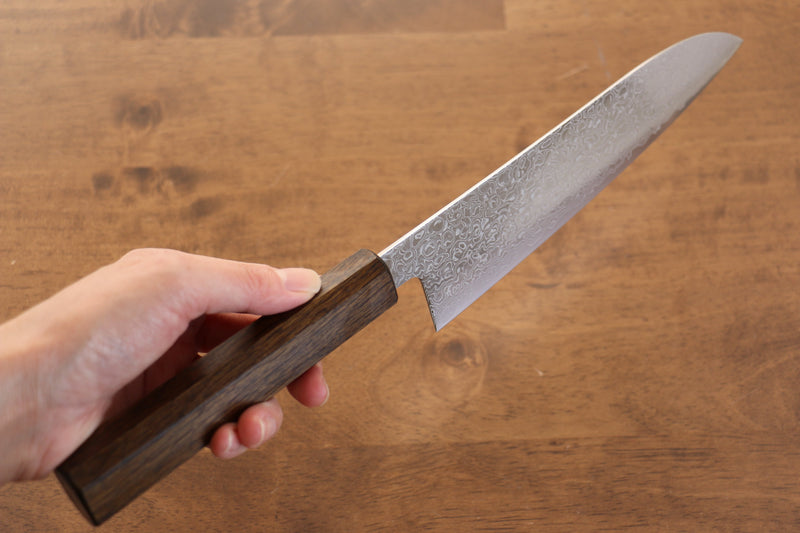 Seisuke ZA-18 Mirrored Finish Damascus Santoku  180mm Oak Handle - Japannywholesale