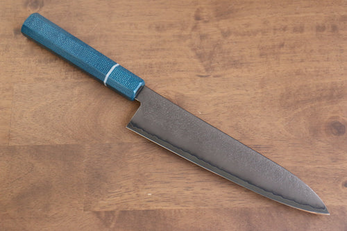 Seisuke VG5 Nashiji black dye Gyuto  210mm Blue Canvas Micarta Handle - Japannywholesale