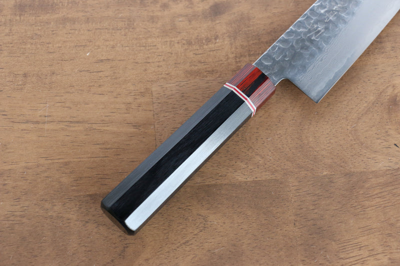 Seisuke VG10 Damascus Santoku  180mm Black Pakka wood Handle - Japannywholesale