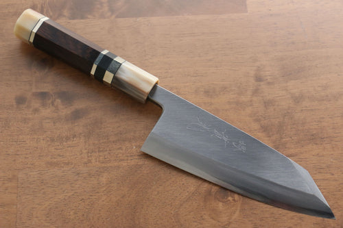 Jikko Shiko White Steel Kiritsuke Deba  150mm Ebony with Double Ring Handle - Japannywholesale