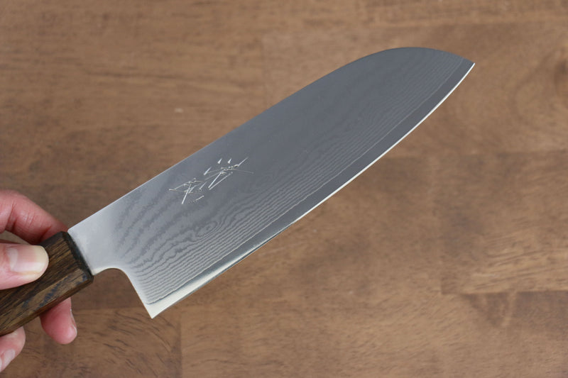 Seisuke VG10 63 Layer Damascus Santoku  170mm Oak Handle - Japannywholesale