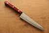 Seisuke Silver Steel No.3 Nashiji Petty-Utility  135mm Red Pakka wood Handle - Japannywholesale