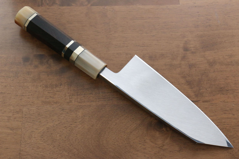 Jikko Shiko White Steel Kiritsuke Deba  150mm Ebony with Double Ring Handle - Japannywholesale