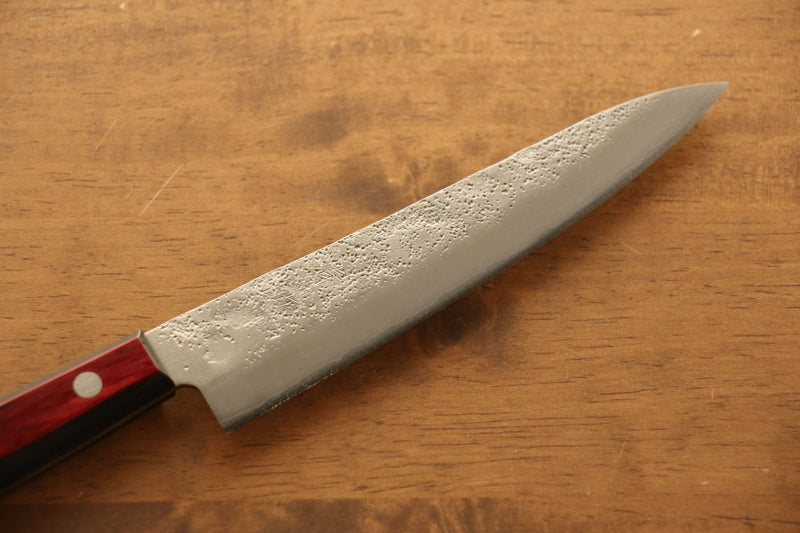 Seisuke Silver Steel No.3 Nashiji Petty-Utility  135mm Red Pakka wood Handle - Japannywholesale