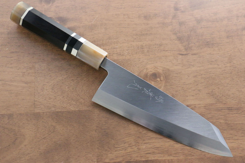 Jikko Shiko White Steel Kiritsuke Deba  180mm Ebony with Double Ring Handle - Japannywholesale