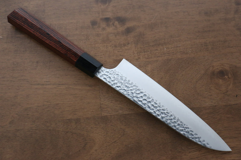 Seki Kanetsugu Heptagon Wood VG10 Hammered Santoku  170mm Pakka wood (heptagonal) Handle - Japannywholesale