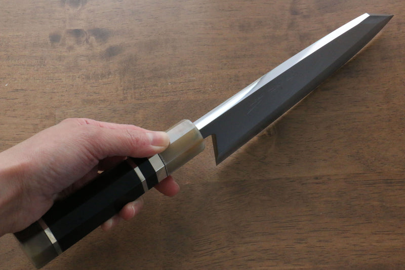 Jikko Shiko White Steel Kiritsuke Deba  180mm Ebony with Double Ring Handle - Japannywholesale