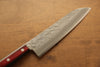 Seisuke Silver Steel No.3 Nashiji Santoku  180mm Red Pakka wood Handle - Japannywholesale