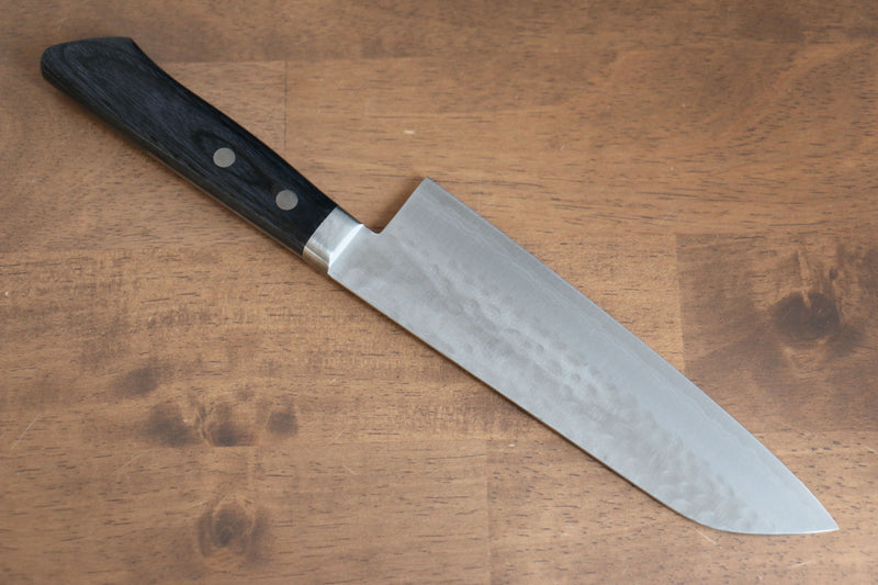 Kunihira Kokuryu VG10 Hammered Santoku  170mm Navy blue Pakka wood Handle - Japannywholesale