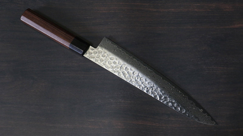 Seisuke AUS10 45 Layer Damascus Gyuto  240mm Shitan Handle - Japannywholesale