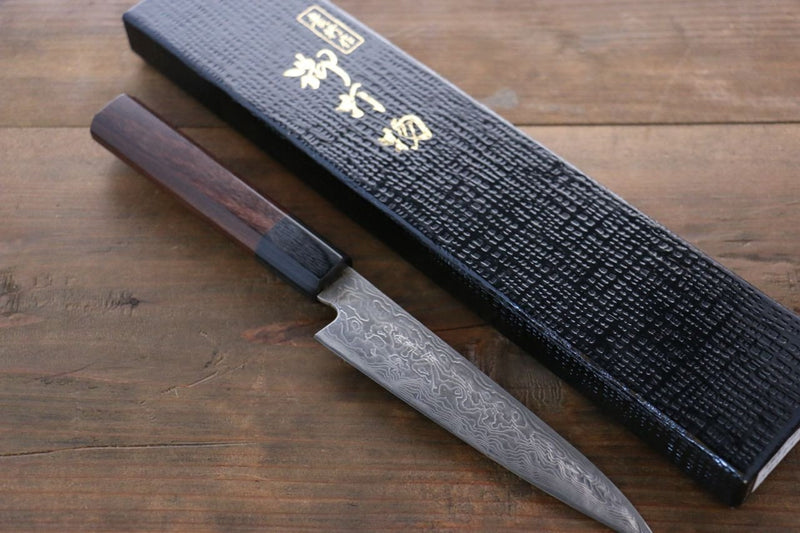 Takayuki Iwai VG10 Damascus Petty-Utility  110mm Shitan Handle - Japannywholesale