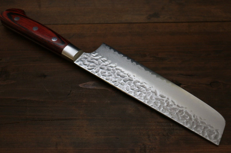 Sakai Takayuki VG10 33 Layer Damascus Nakiri  160mm Mahogany Pakka wood Handle - Japannywholesale