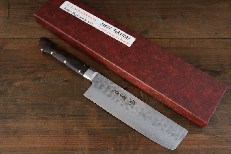 Sakai Takayuki VG10 17 Layer Damascus Nakiri  160mm Desert Ironwood Handle - Japannywholesale