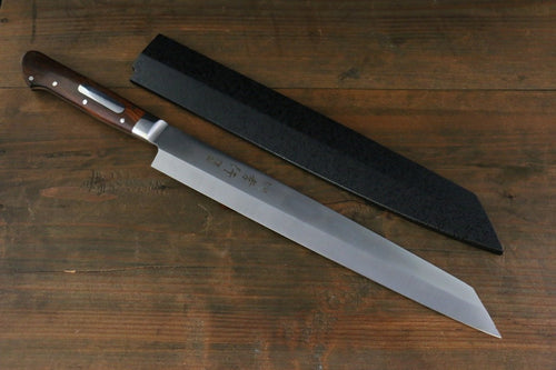 Sakai Takayuki Grand Chef Swedish Steel-stn Kiritsuke Yanagiba  260mm Desert Ironwood(Sugihara model) Handle with Sheath - Japannywholesale