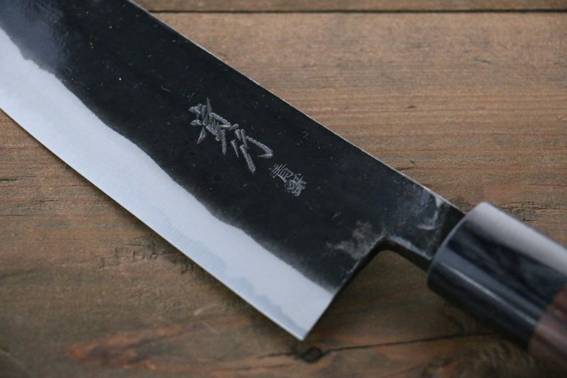 Takayuki Iwai Blue Steel No.2 Kurouchi Santoku  165mm Shitan Handle - Japannywholesale