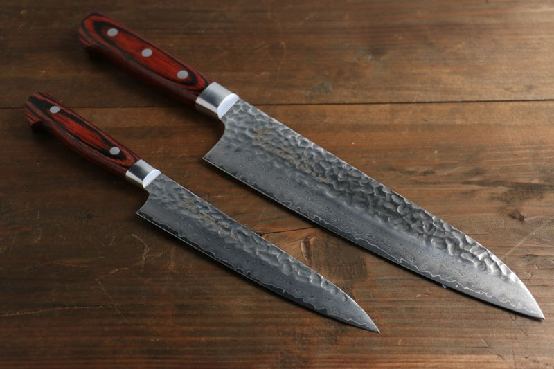 Sakai Takayuki 33-Layer VG10 Damascus Hammered Japanese Chef's Knife SET  (Gyuto 210mm - Petty 120mm)
