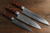 Sakai Takayuki 33 Layer Damascus Gyuto 210mm, Santoku 180mm, and Petty 150mm Japanese Kitchen Chef Knives Set - Japannywholesale