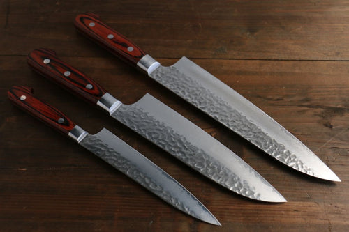 Sakai Takayuki 33 Layer Damascus Gyuto 210mm, Santoku 180mm, and Petty 150mm Japanese Kitchen Chef Knives Set - Japannywholesale