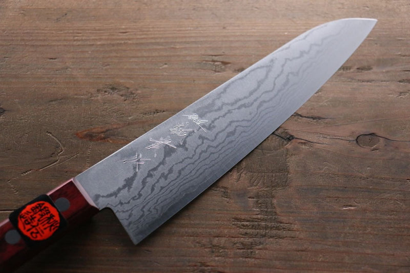 Shigeki Tanaka VG10 17 Layer Damascus Gyuto  210mm Red Pakka wood Handle - Japannywholesale