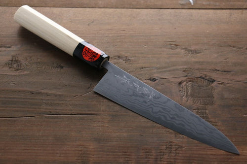 Shigeki Tanaka Blue Steel No.2 17 Layer Damascus Japanese Chef's Petty Knife 150mm with  Magnolia Handle (ferrule: Water Buffalo) - Japannywholesale