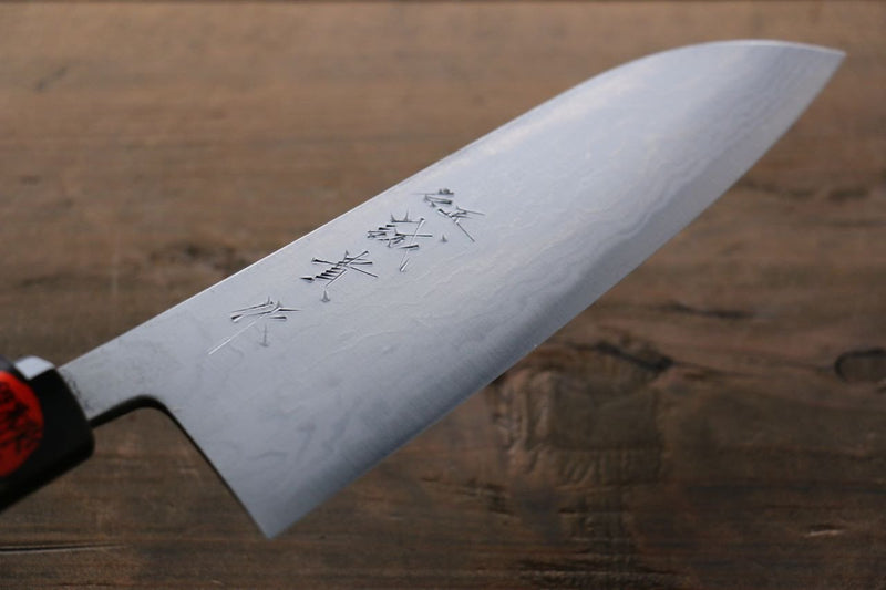 Shigeki Tanaka Blue Steel No.2 17 Layer Damascus Japanese Chef's Santoku Knife 165mm with  Magnolia Handle (ferrule: Water Buffalo) - Japannywholesale