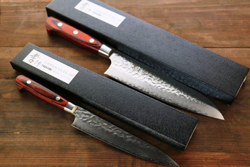 Sakai Takayuki 33 Layer Damascus Santoku 180mm & Petty 150mm Japanese Knives Set - Japannywholesale