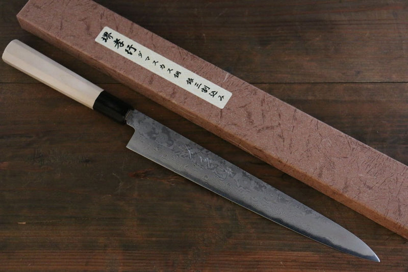 Sakai Takayuki Silver Steel No.3 Damascus Sujihiki  240mm - Japannywholesale